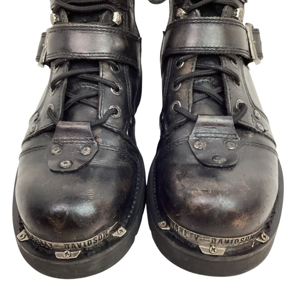 Harley-Davidson Leather Heavy Duty Motorcycle Boots Mens 9.5 Side Zip Black - Picture 5 of 14